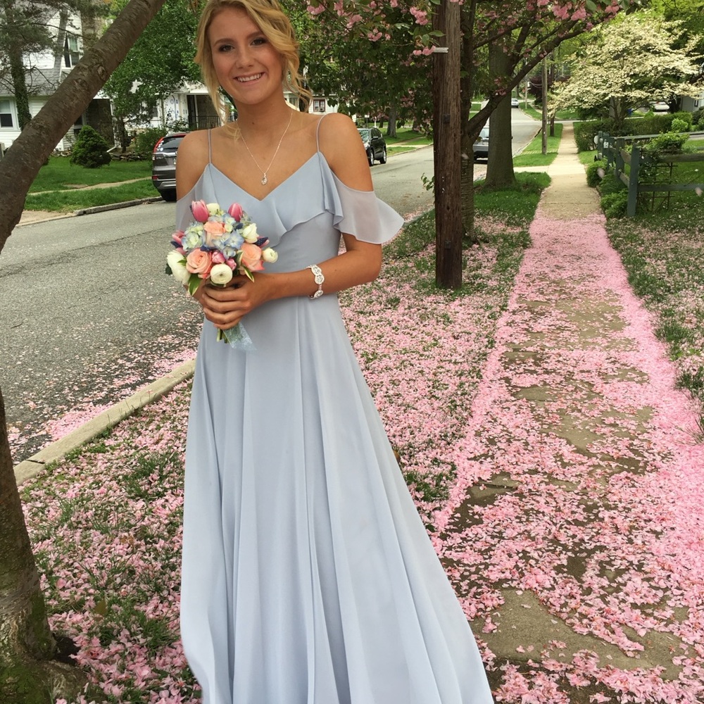 BHLDN Blue Ruffled Sweetheart Prom Dress - Picture 2 of 2